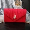 Red Pleated Envelope Clutch Bag