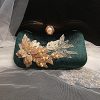 Elegant Evening Clutch with Pearl and Leaf Appliqué