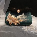 Elegant Evening Clutch with Pearl and Leaf Appliqué