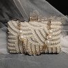 Ivory Occasion Clutch with Embellished Pearl and Crystal Details