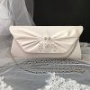 Ivory Occasion Handbag with Draped Flap Detail