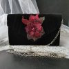 Black Floral Embellished Envelope Clutch Bag